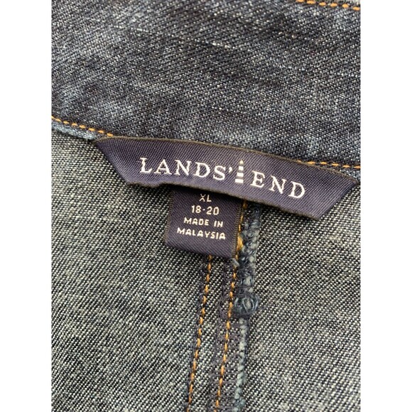 Lands End Jacket Womens XL Denim Barn Chore Cargo Shacket Field Outdoor Garden - Picture 9 of 11